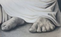AT THE FEET OF JESUS charcoal on paper 26x42cm &euro;350,- incl black frame with passepartout